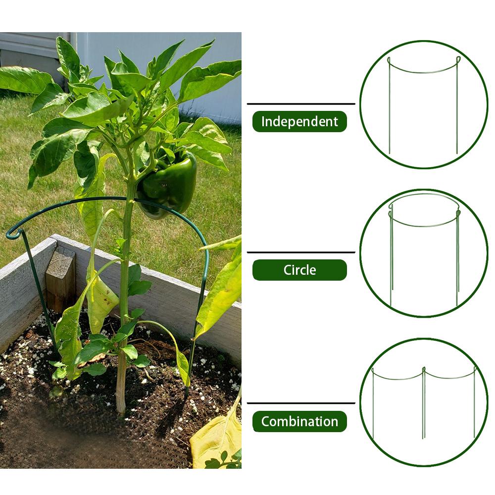 2-Pack Half Round Metal Green Garden Support Stake Garden Plant Support Wire Cage for Rose Flowers Vine Tomato (9.8'' Wide x 15.7'' High)