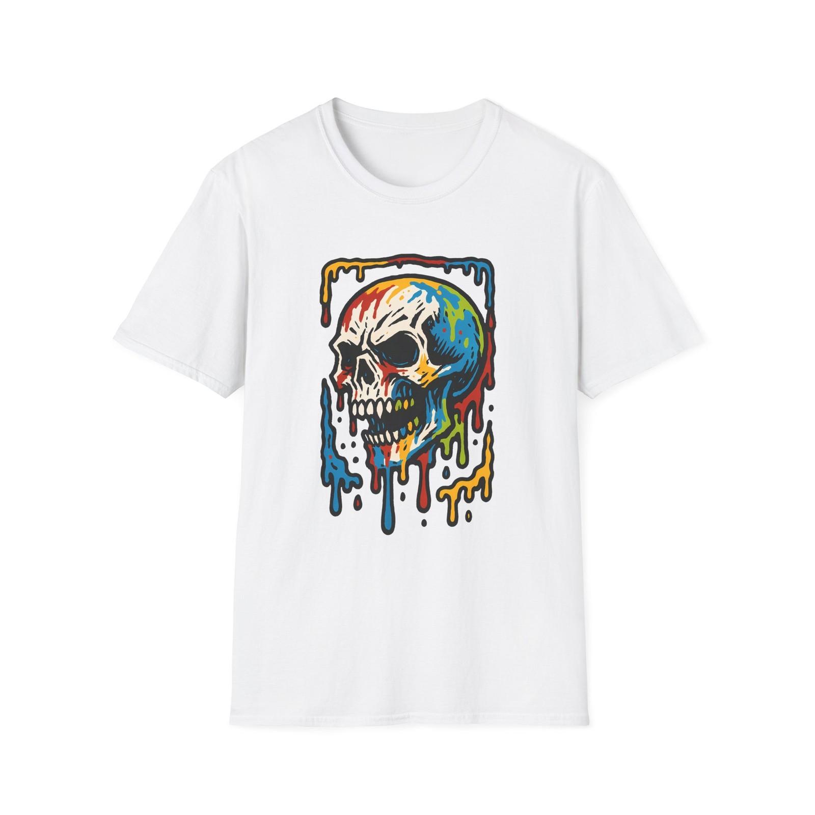 Unisex Softstyle T-Shirt Skull Graffiti Dripping Paint Art S