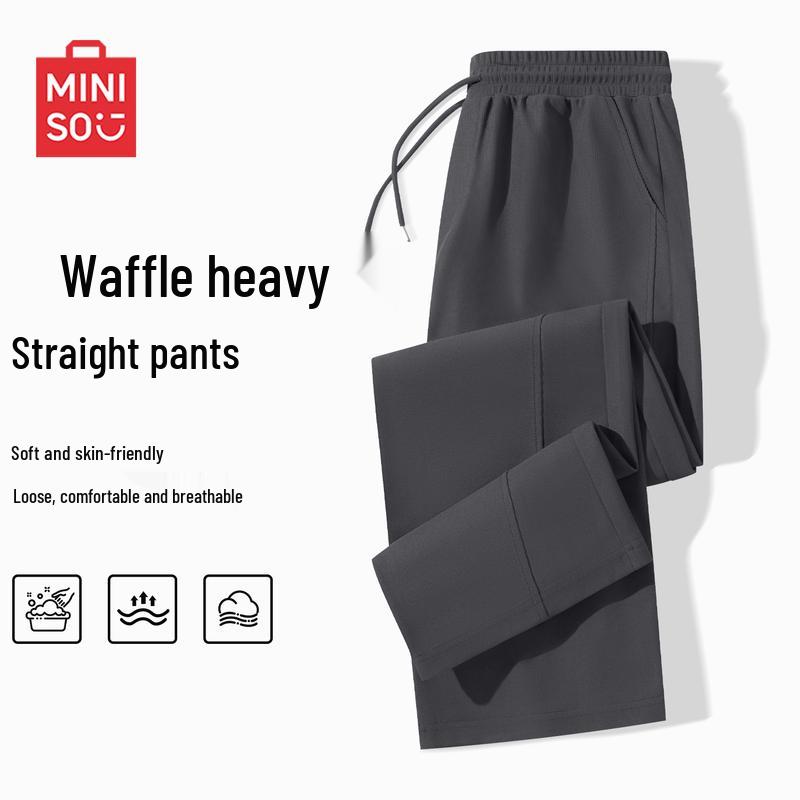 MINISO Men s Summer Lightweight Waffle Straight Leg Casual Running Pants XL