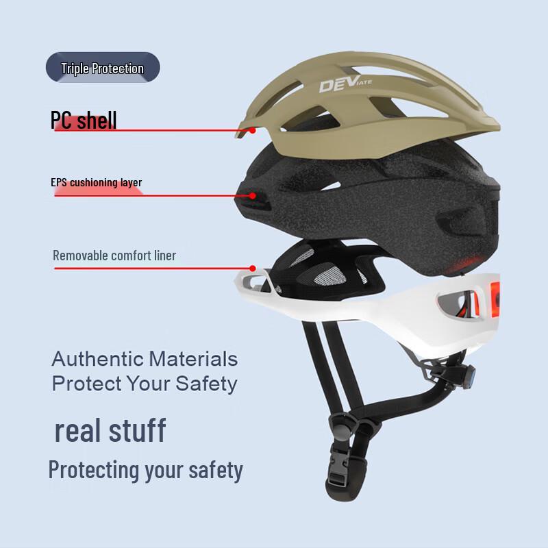 DEVIATE Unisex Integrated Cycling Helmet with 3-Mode Tail Light