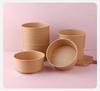 Disposable Kraft Paper Lunch Box Set - 50 Round Bowls with Lids, High-Temperature Resistant, Food-Grade Takeout Containers