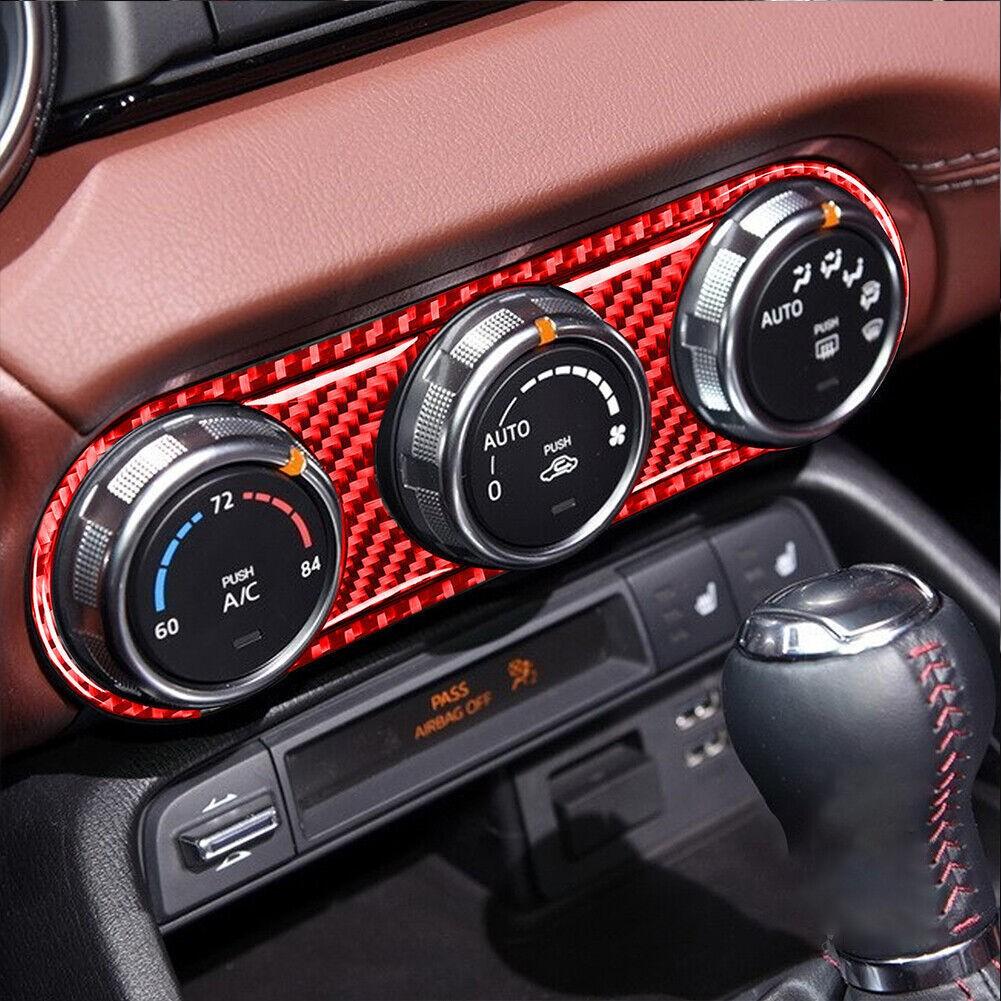 3pcs For Mazda MX-5 2016-21 red Carbon Fiber Climate Console Interior Trim