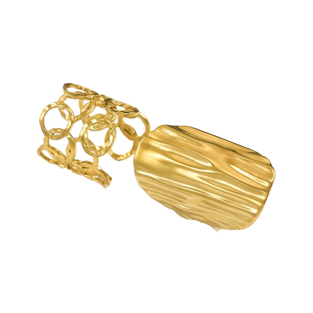 Wind women's jewelry ins geometric irregular hollow design ring set versatile and advanced sense