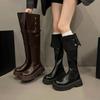 Two over-the-knee boots for women's 2025 new autumn and winter fleece fur high knight boots slim flat boots