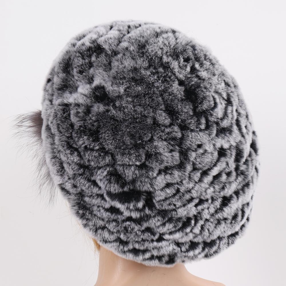 New Real Rex Rabbit Fur Hat Women Knitted Natural Real Rex Rabbit Fur Beret Caps Ladies Winter Warm Real fur Hats