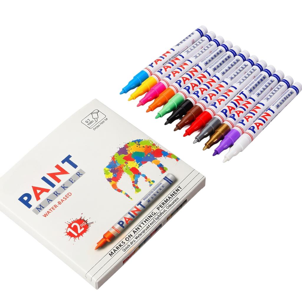 12 Color Acrylic Paint Pens Set with Quick-Dry Ink Markers for Painting, Wood, Ceramics, Glass,