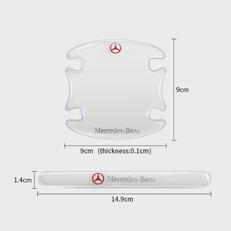 D44/8Pcs Car Door Handle Rubber Sticker Decal Decals For Mercedes Benz Amg B/C/E/S Class A Class C200L GLC GLK CLA W166 W221 W163