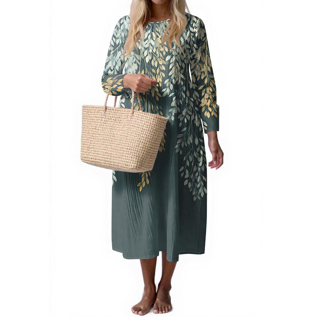 Women's Fashion Casual Sleeveless Round Neck Solid Color Elegant Temperament Dress