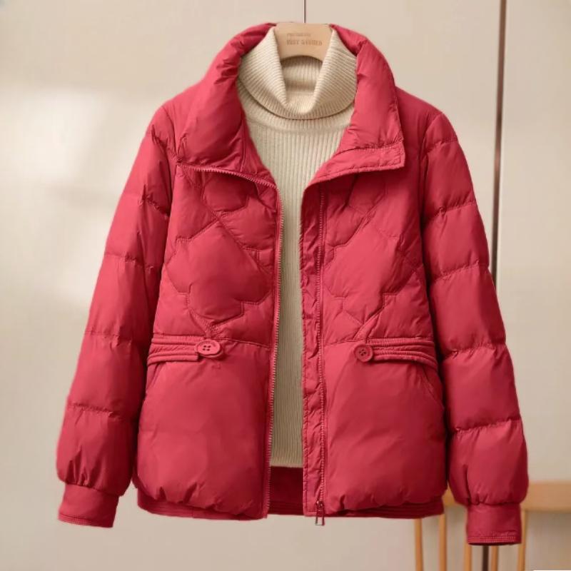 Women Light Down Jacket Casual Autumn Winter Outwear Stand Collar Warm   Down Coat  Fashion