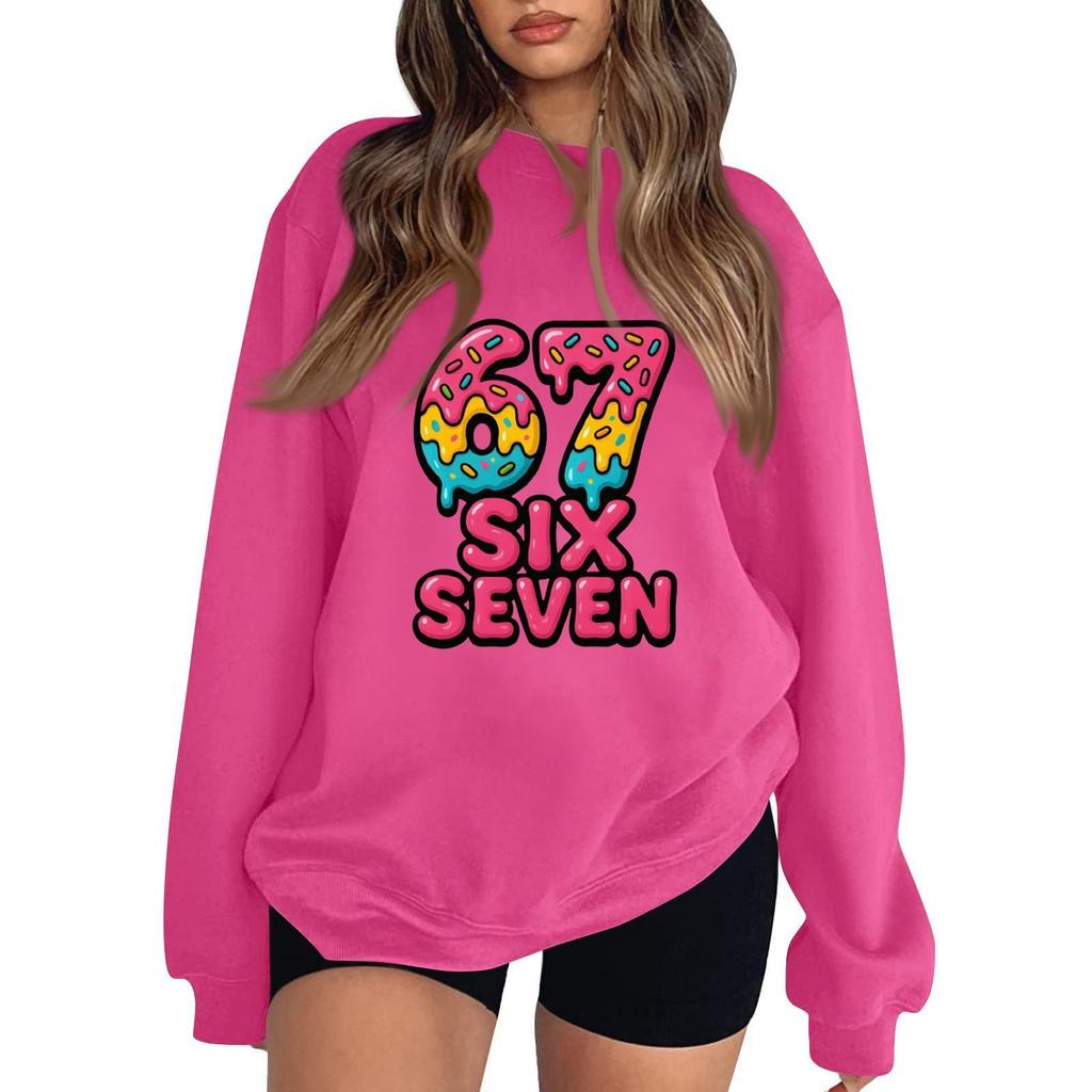 Sudadera de Mujer Casual de Moda de Manga Larga con Cuello Redondo y Estampado