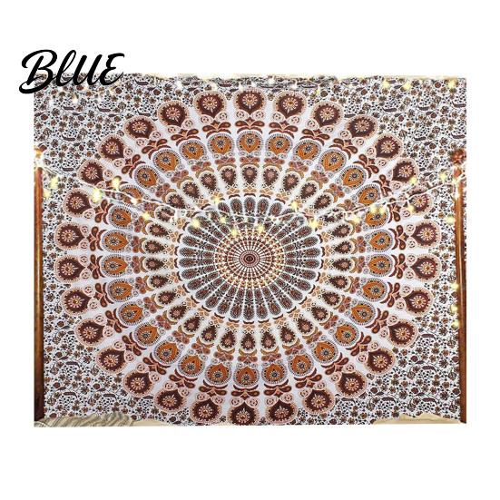 Retro Style Wall for Dorm Circular Pattern Tapestry Indian Hanging Bohemian Tapestry Rectangular Bedroom Living