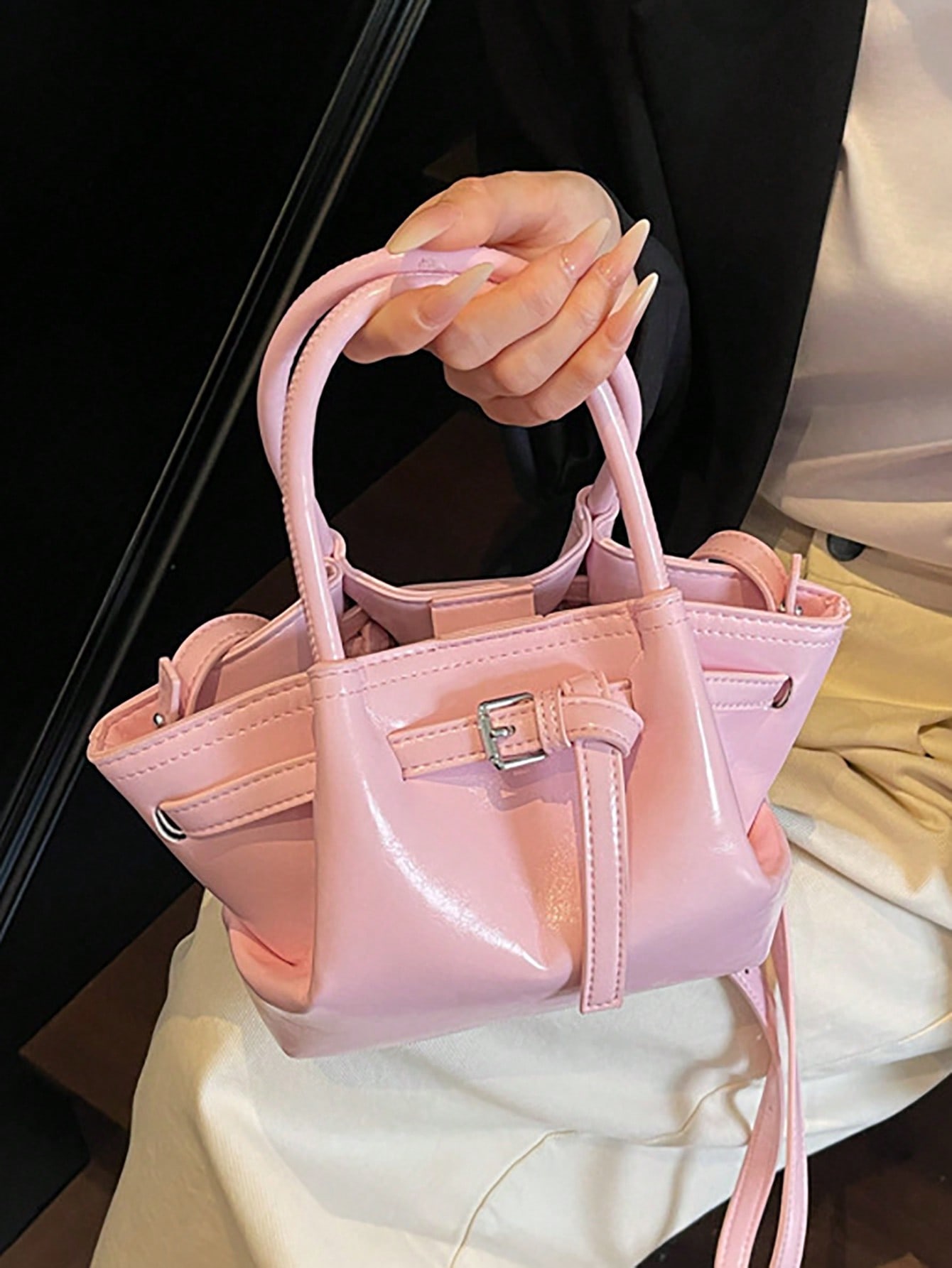 

New style solid color versatile dumpling bag, fashiable and casual handbag (20cm<Max Length<30cm) розовый