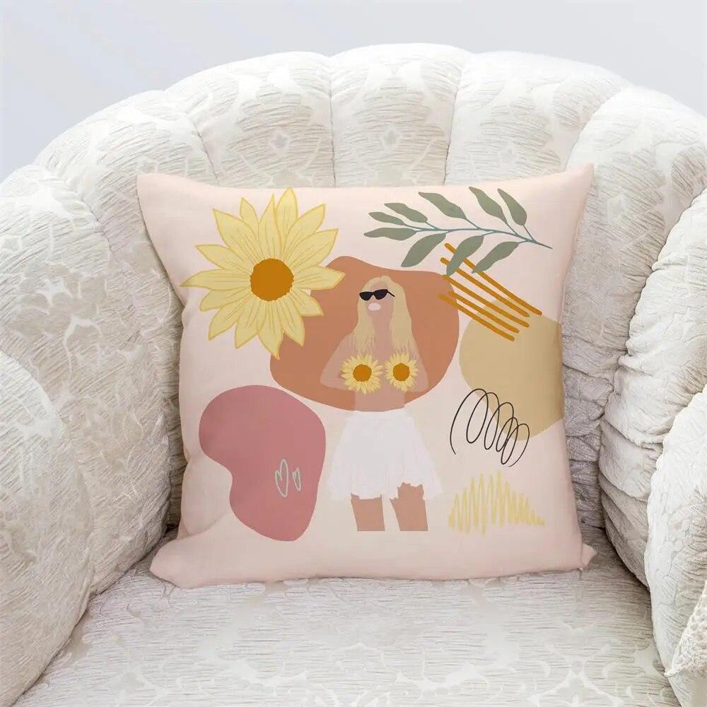 Bedroom Living Room Home Cushion Cover Geometric Abstract Pillowcase Modern Office Decor