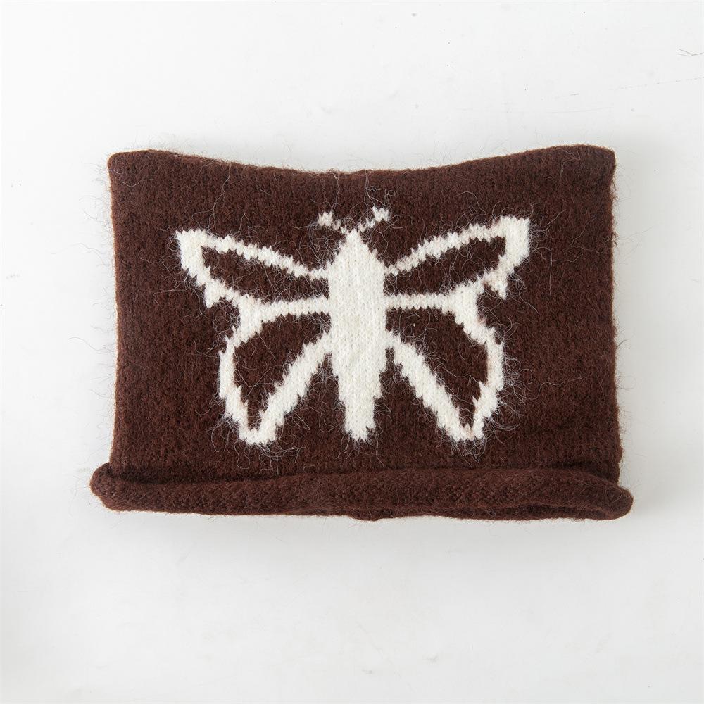 Wool warm hat autumn and winter women ins wool hat butterfly curled edge cat ear pullover cold hat fashion knitted hat tide