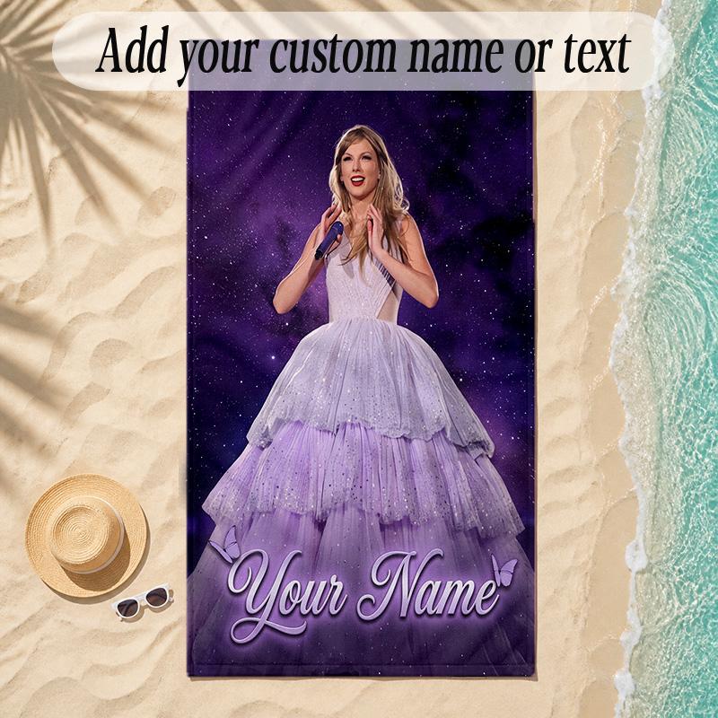 Beach TowelTaylor Swift Custom Name Text Personalized Soft Towel for Beach Pool Indoor Home Decor Gift