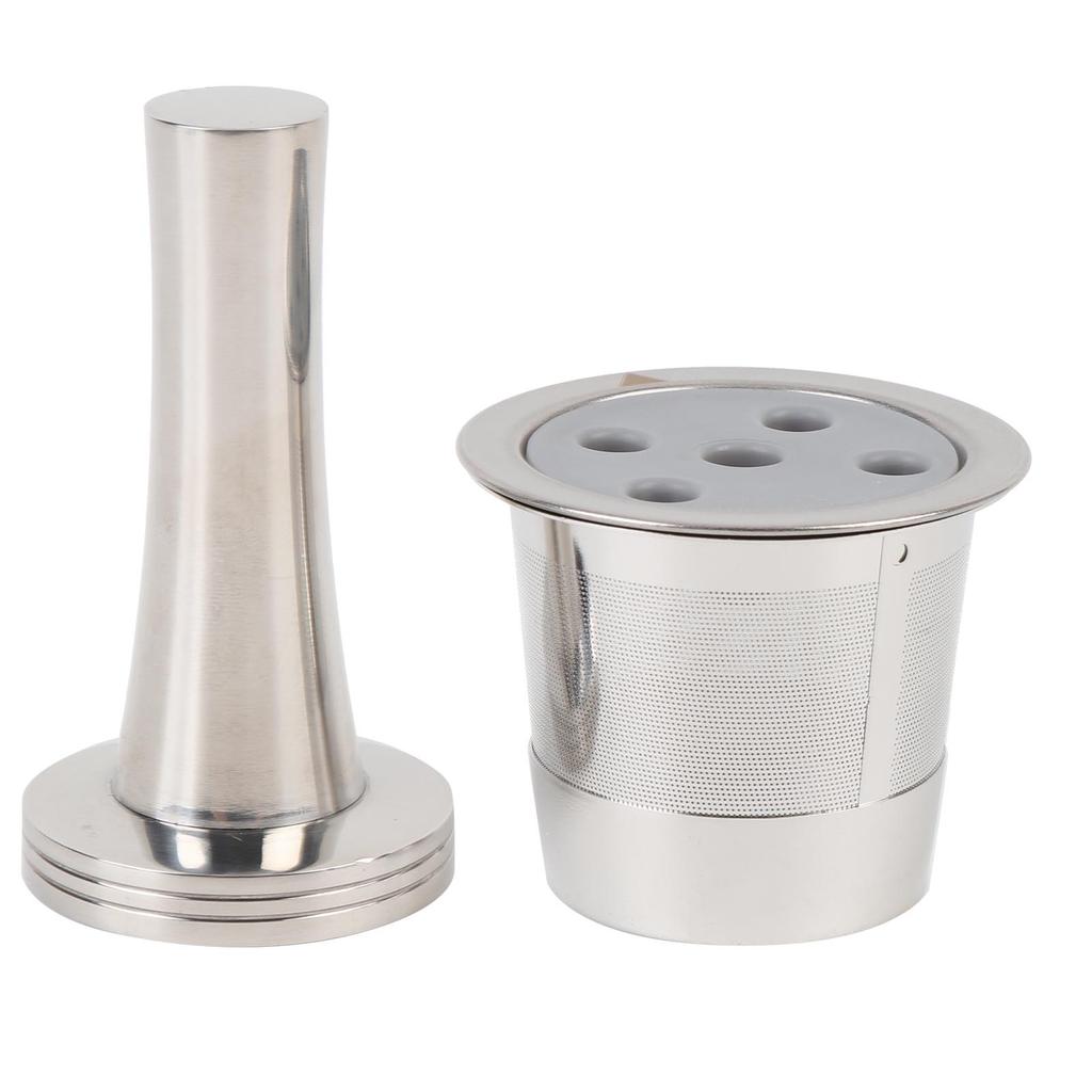 5 Hole Reusable Coffee Capsule Refillable Coffee Pod Filter with Stainless Steel Coffee Tamper Brush Spoon