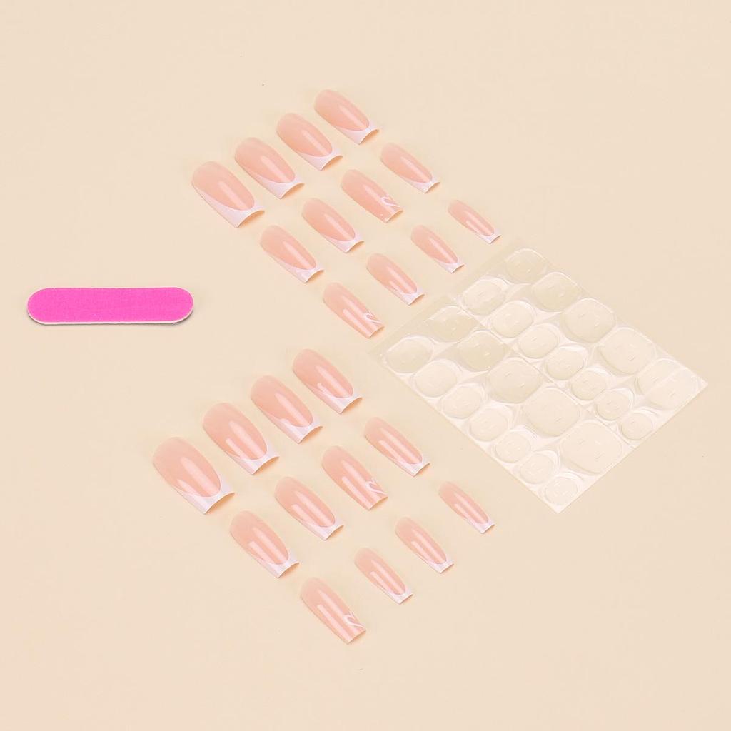 Heart-Shaped Wearable French Manicure Nail Patches - Removable Fake Nail Patches