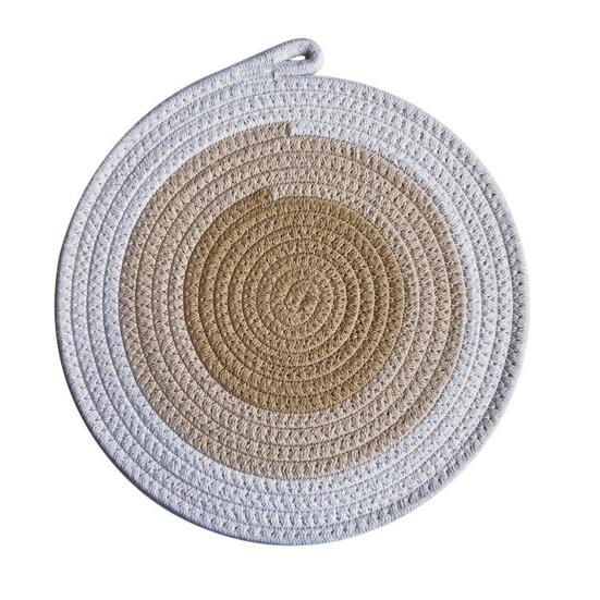 Cotton Rope Coaster, Color Block Heat Insulation Mat for Table, Thickened Potholder for Hot Dishes, Farmhouse Cup Mat