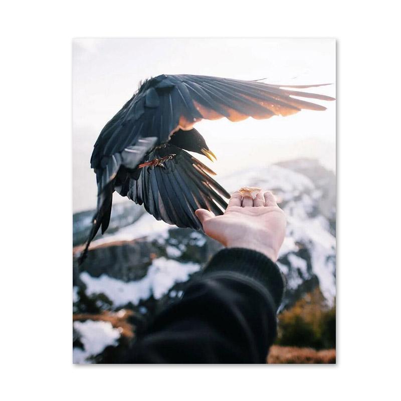 Abstract Eagle and Girl Canvas Painting Modern Posters and Print Nordic Wall Art Pictures for Living Room Home Decoration