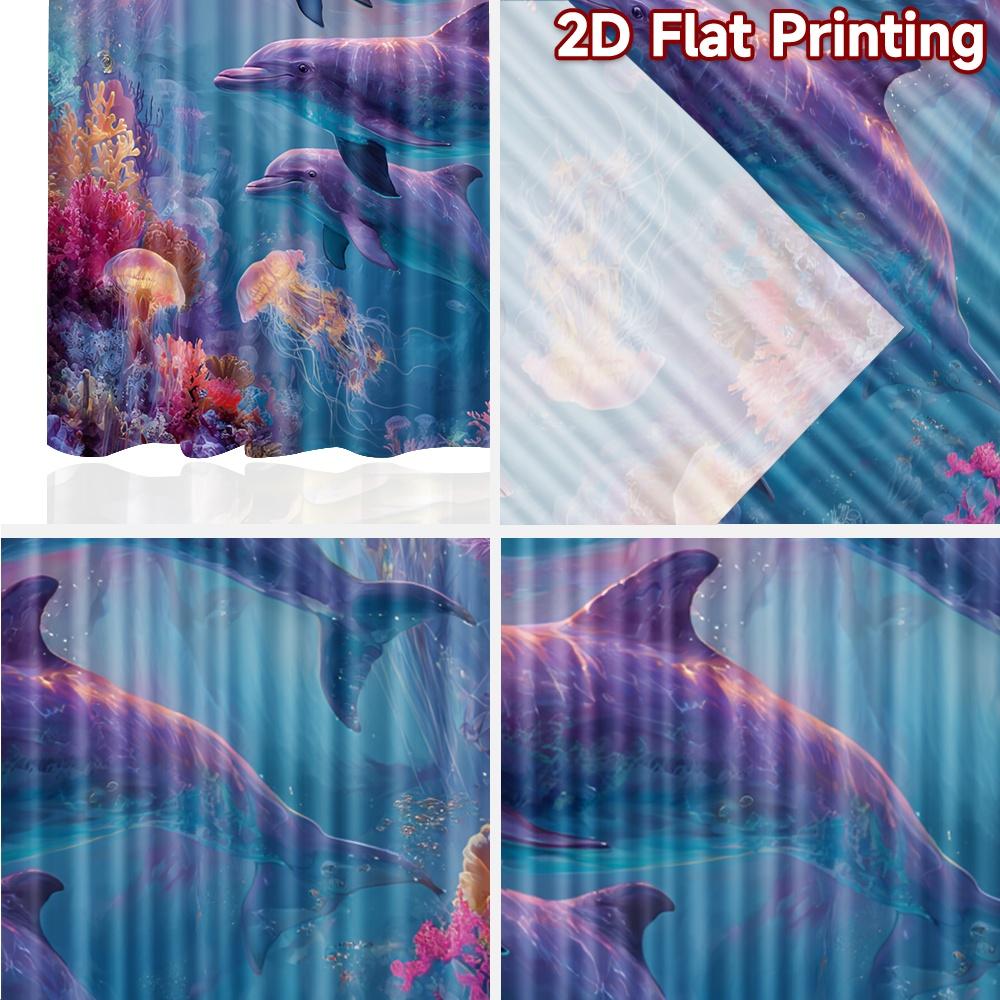 2pcs, 2D FLAT PRINTING Curtains (Without Rod) Ocean Paradise(1) Digital Printing On Holiday Curtains Yarn Curtains Decorations