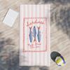 Trendiges Sardinen- und Streifenhandtuch, Boho Individuelles Poolhandtuch Retro 70er Jahre Stil Urlaubs-Handtuch Kinder Erwachsene oder Teenager Strandhandtuch