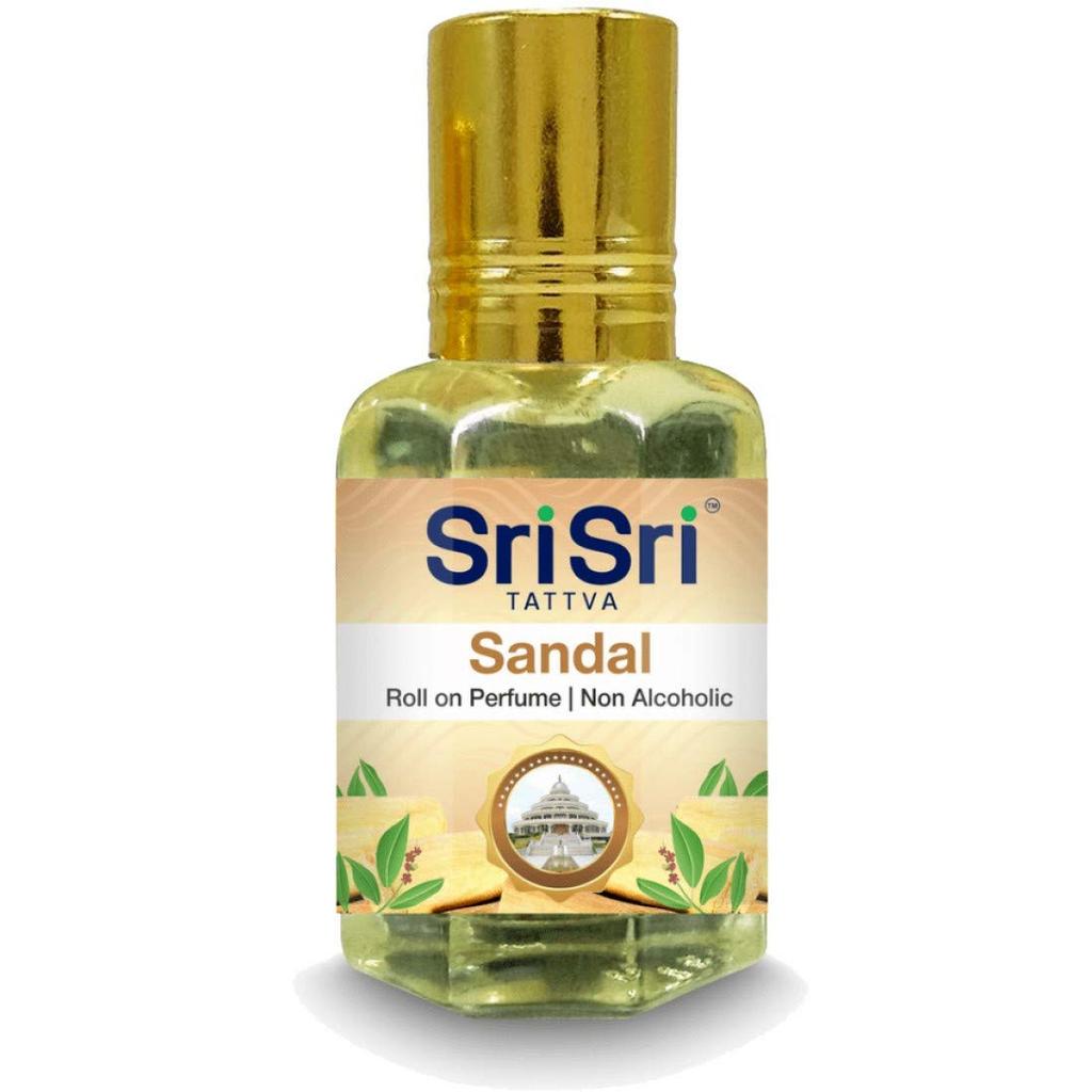 Sri Sri Tattva Shuddhta Ka Naam Aroma Sandal Roll On Perfume For Unisex, 40ml (10ml X Pack Of 4) Sandalwood