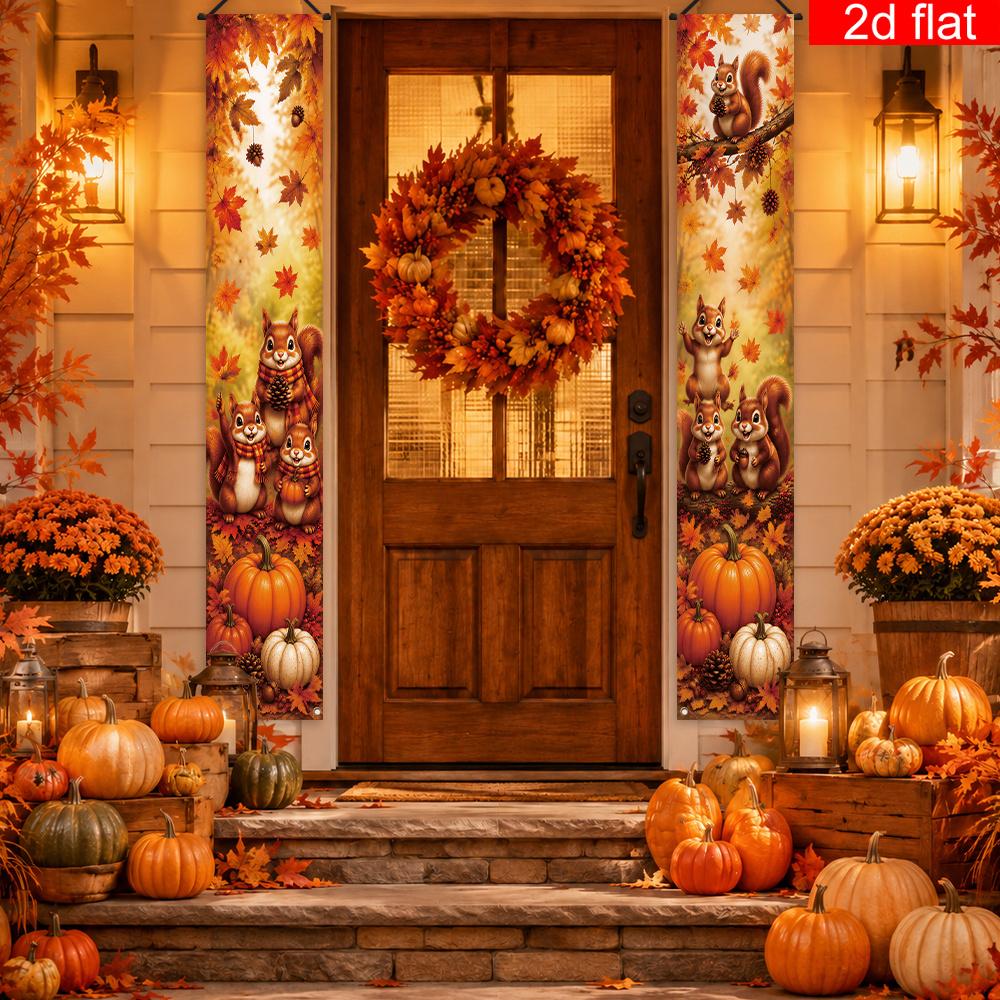 Banner 2pcs Pack Polyester for Thanksgiving Party Porch