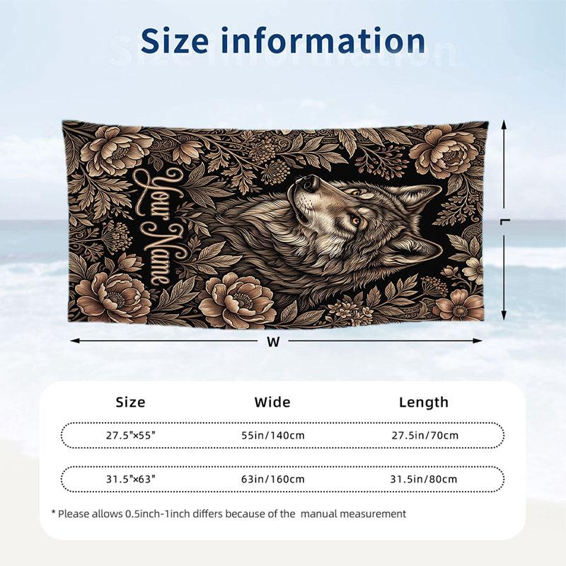 Witchcraft Moonlight Theme Quick Dry Beach Towel Custom Name Text Print Large Sand Resistant Towel Beach Vacation