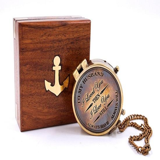 

Моєму чоловікові Я кохала тебе Латунний похідний компас з гравіюванням Подарунок Завжди мав Завжди буду. Репліка Морських Подарунків.