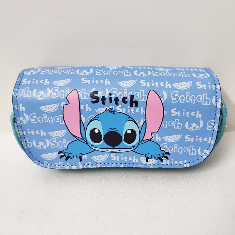 Blue Double-Zipper Lilo & Stitch Large Pencil Case