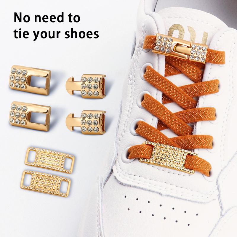 1 pár Elastické tkaničky bez zavazování Bling Diamantové křížové zámky Ozdoby na tkaničky Spony na tenisky pro AF1 Kovové tkaničky pro ženy muže