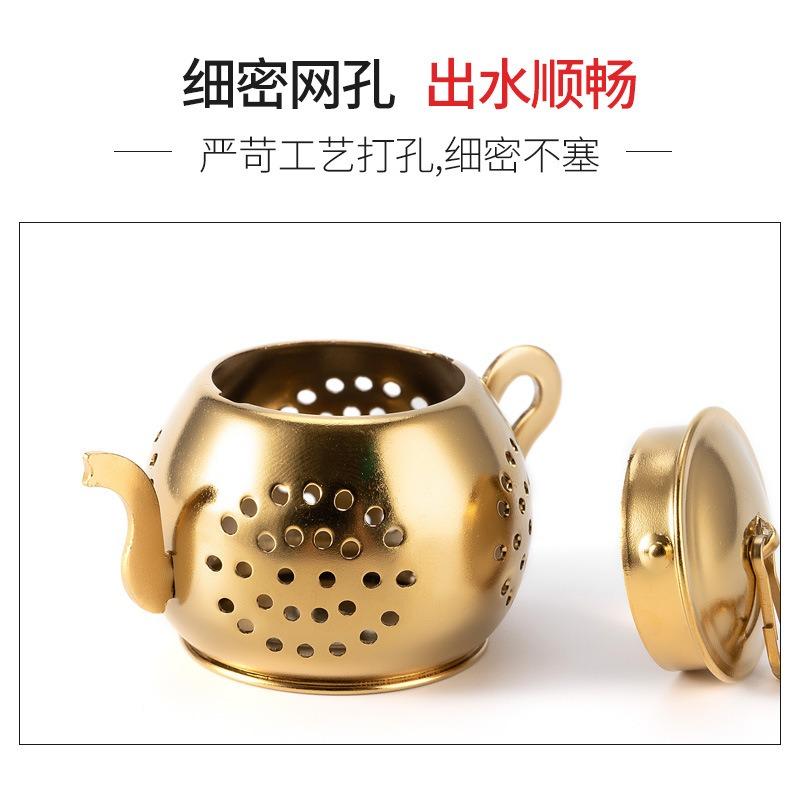 Teesieb Teekannenform Loser Sieb Edelstahl Blätterbereiter Kette Tropfschale Kräuter Gewürzfilter mit Untersetzer