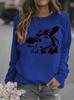 Women's Cow Print Round Neck Hoodie