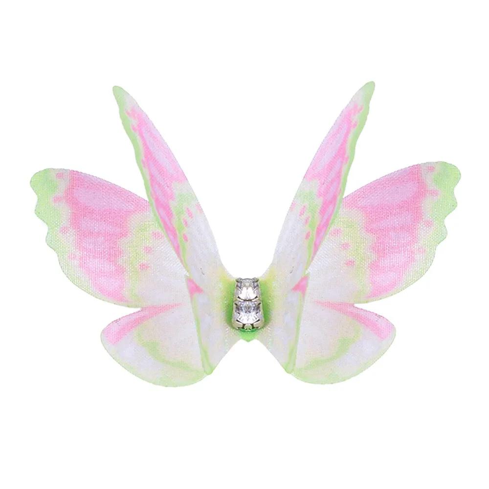 50 Stück 3D Organza Stoff Schmetterlings-Applikationen Doppellagige Chiffon Schmetterlings-Stickerei-Aufnäher Handgefertigte Haarnadel-Accessoires