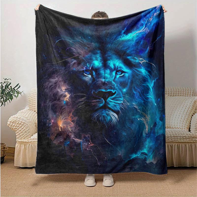 1 Stück Galaktischer Löwe Decke Weich, Warm Gemütliche Bettwäsche Dekorative Überdecke, Wohnzimmer, Reise, Camping, Auto Decken