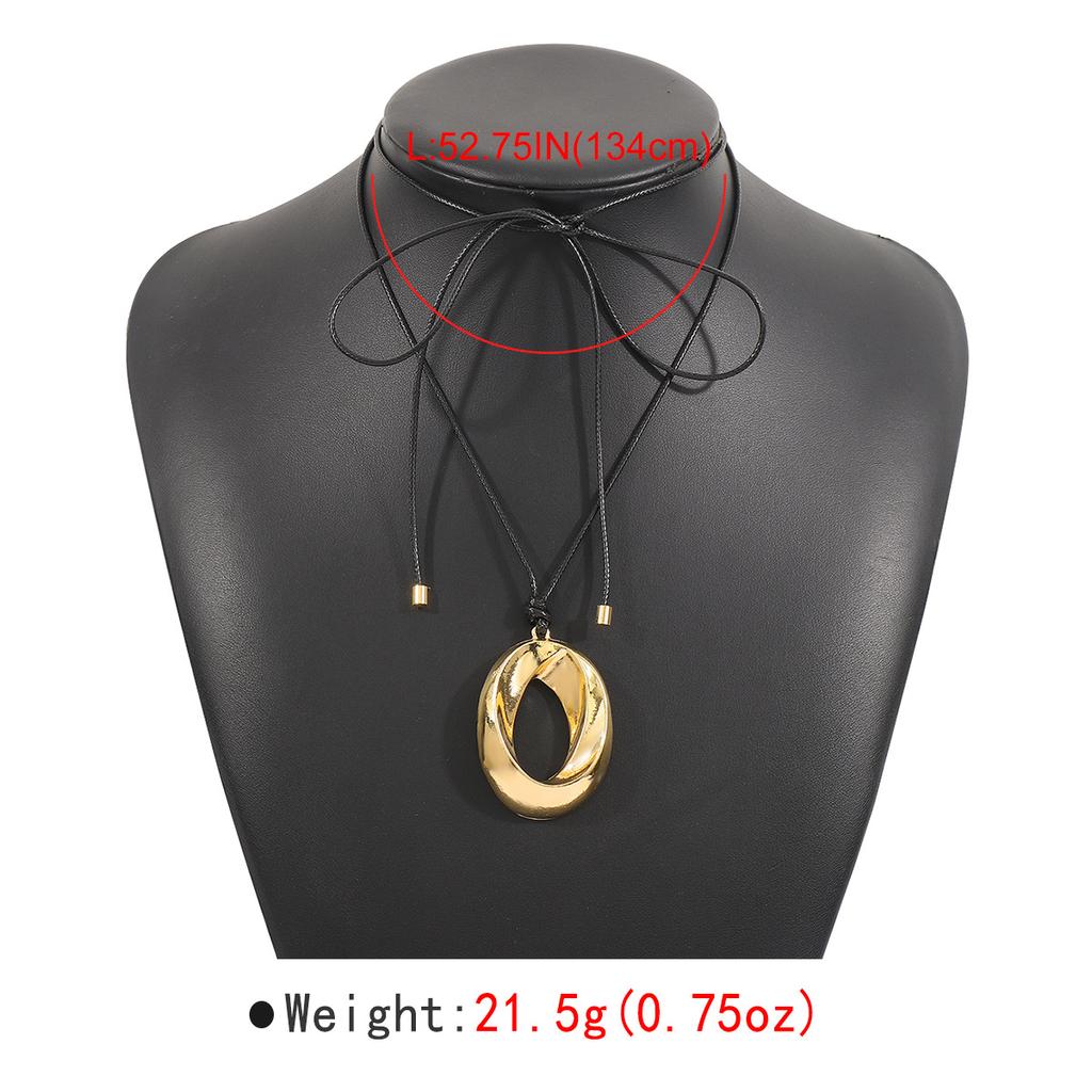 Design Hollow Metal Circle Earrings Sweet Cool Adjustable Wax Wire Rope Pendant Necklace