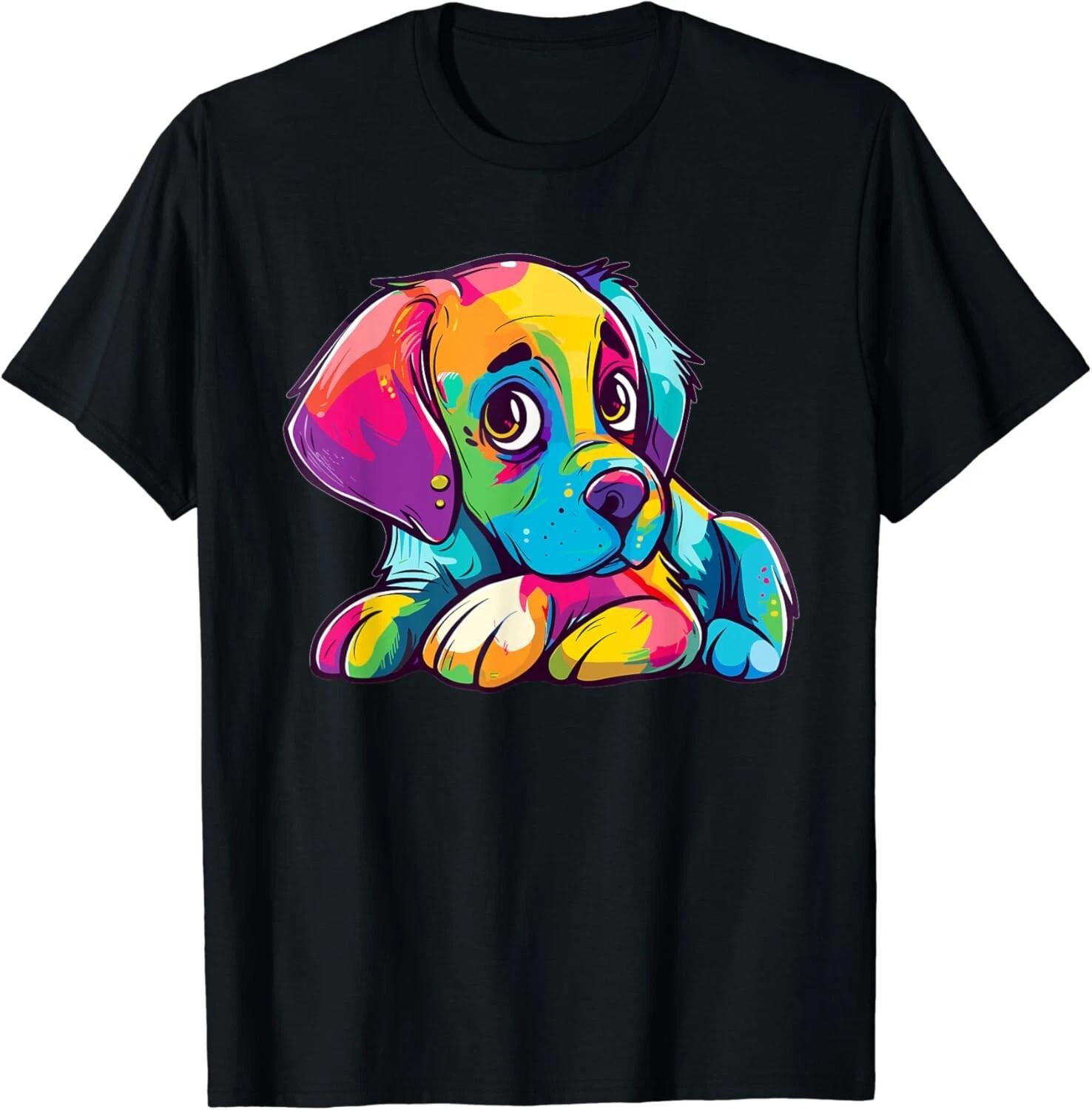 Colorful Dog Tee Shirts Gift Unisex T-Shirt L