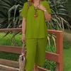 Fashion 2 Piece Sets Womens Outfits Elegant and Fashionable Solid Color Short Set for Plus Size Women's Clothing
