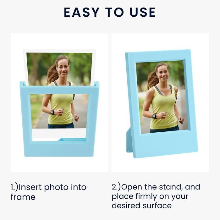 kwmobile 4x Photo Frames for Instax - Photo Stand for Instax Film, Instant Camera 9.2x6.1x0.7cm Light Gray/Light Blue/Light Green/Light