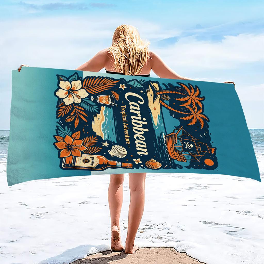 coconut Print Towel Sport Quick-Drying Super Absorbent Camping Towel Super Soft Lightweight Gym Swimming Yoga Beach Towel