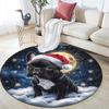 Christmas French Bulldog Round Area Rug,Carpet Rug for Living Room Bedroom Sofa Playroom Decor,Non-slip Floor Mat