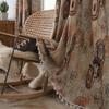 Coffee Annual Ring Jacquard Fringe Finished Curtains Home Bedroom Living Room Semi-blackout Curtain Bay Window Valance