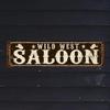 Vintage plechová cedule Saloon Divokého západu Kovbojský bar Domácí dekorace 40x10cm