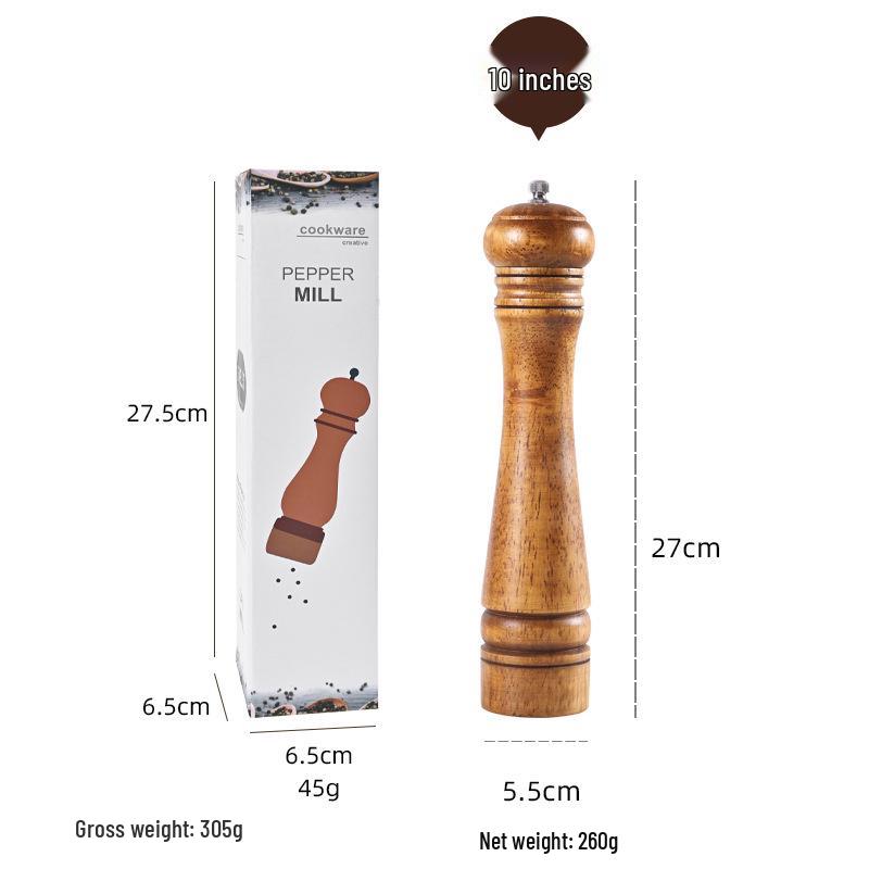Antique Oak Pepper Grinder: Manual Tool for Peppercorns, Salt & Seasonings.