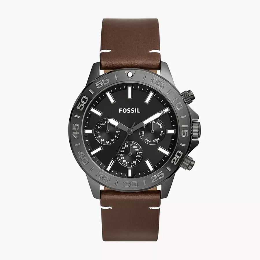 

Fossil Мужские кварцевые часы с тремя стрелками, кожаный ремешок, нержавеющая сталь, корпус из нержавеющей стали/минеральное стекло, BQ2709 коричневый
