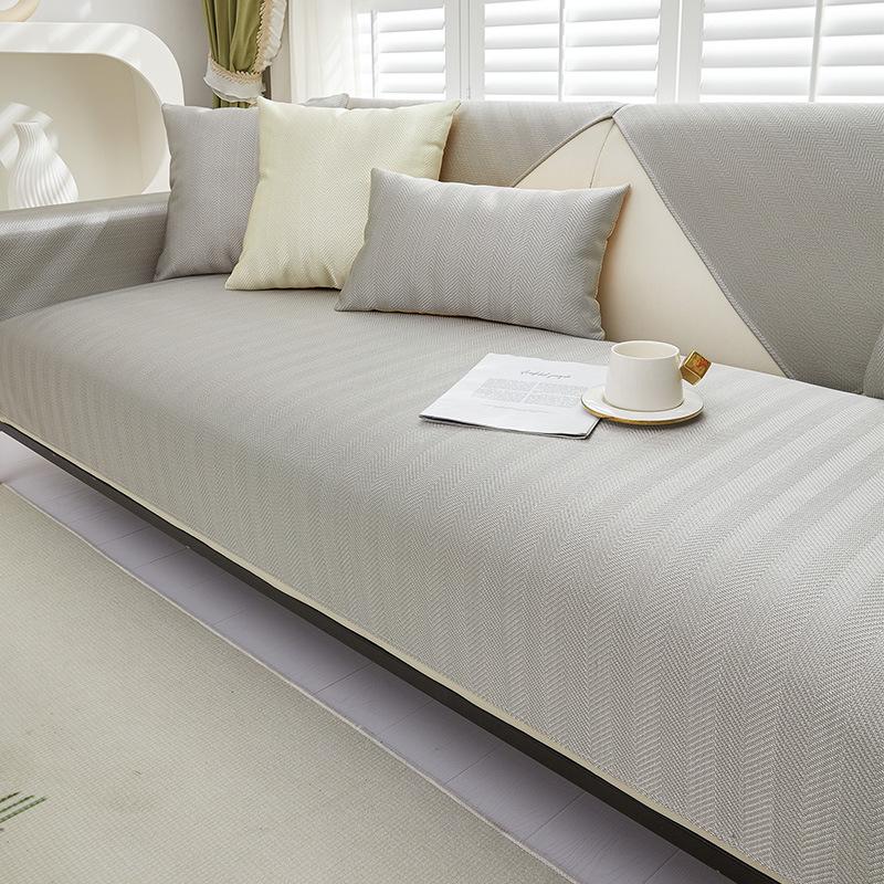 Ice Silk Sofa Cushion Set - Summer Cool Non-Slip Full Cover with Backrest, 2025 Edition