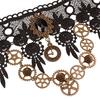Collares Sexy Gothic Chokers Crystal Gear Chain Black Lace Neck Choker Necklace Vintage  Women Chocker Steampunk Jewelry