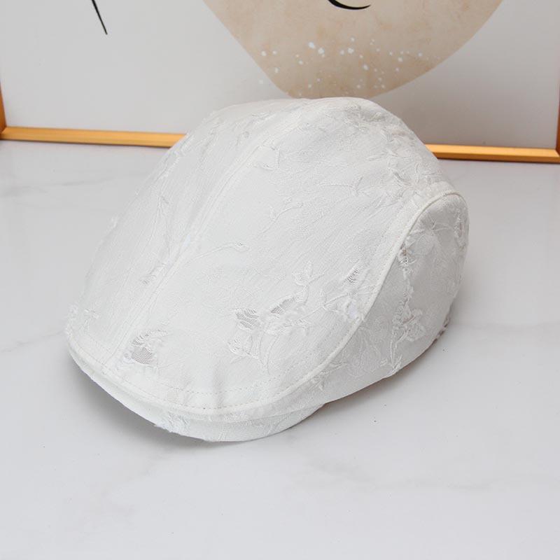 Niche design retro destruction forward hat women's new national style fashion duck tongue thin breathable face small beret