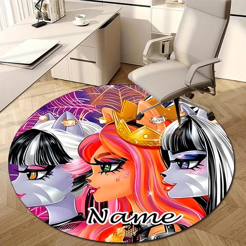 Personalized M-Monster High Draculaura Round Chair Office Rug - Perfect for Mat, Office Chair & More - Ideal Gift for Birthdays and Holidays