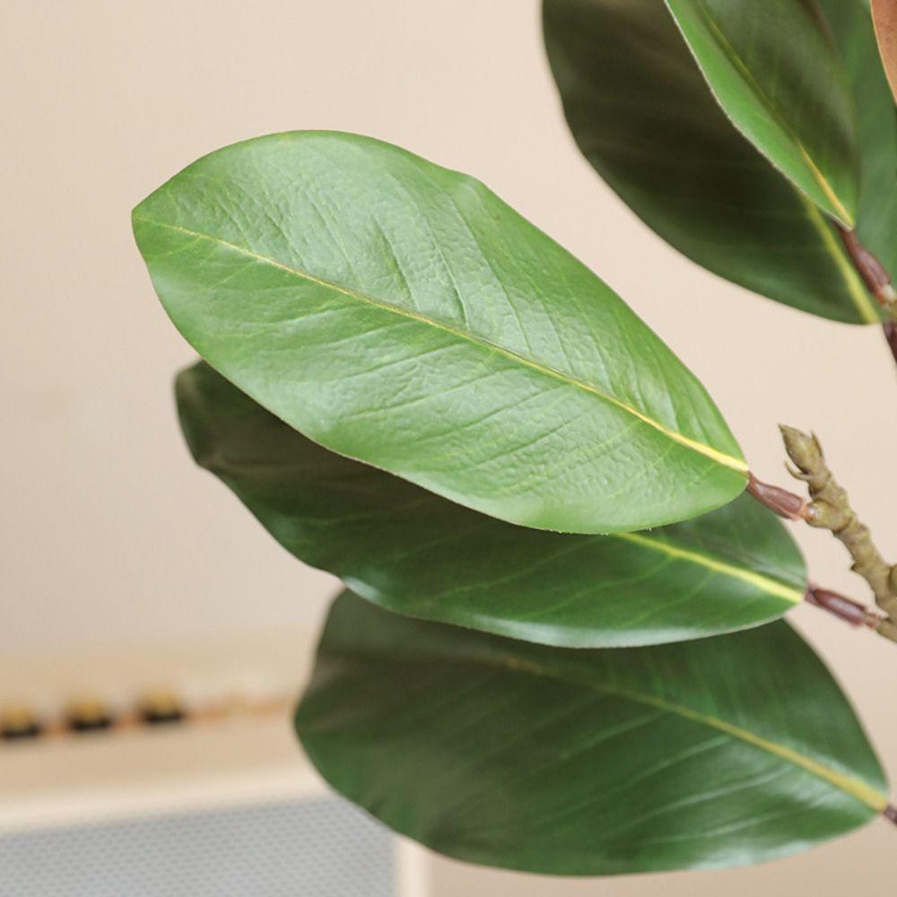 Real Touch Artificial Magnolia Leaf Branches Lifelike Simulated Green Plants  Living Room Desktop